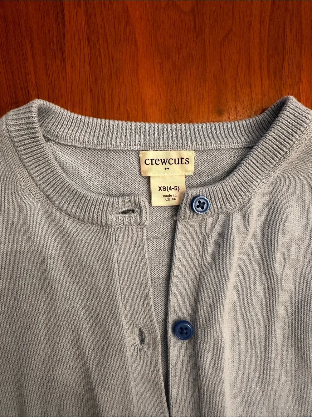 Crewcuts Light Blue Button Cardigan with Rainbow Cuff Detail size 4-5 (XS)